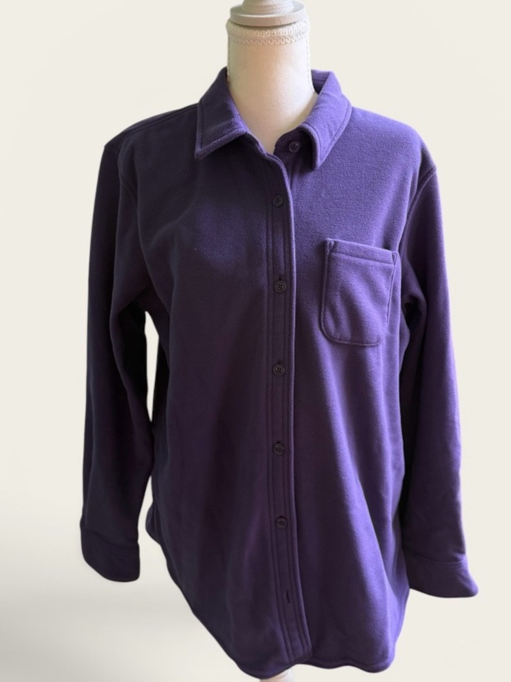 L.L. Bean Purple Fleece Button-up Shirt Jacket Medium
